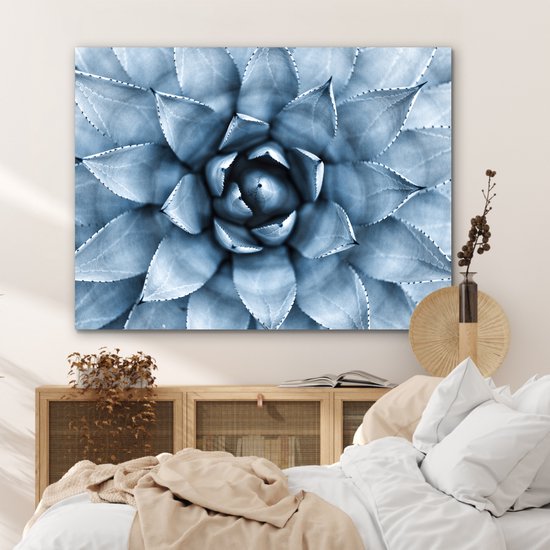 Aluminium schilderij 120x90 cm - Wanddecoratie metaal - Planten - Blauw - Natuur - Metalen muurdecoratie woonkamer - Decoratie industrieel - Foto op dibond - Industriële accessoires slaapkamer