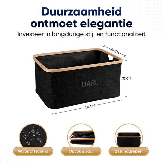 Wasmand Zwart - 1 vak - Opvouwbaar