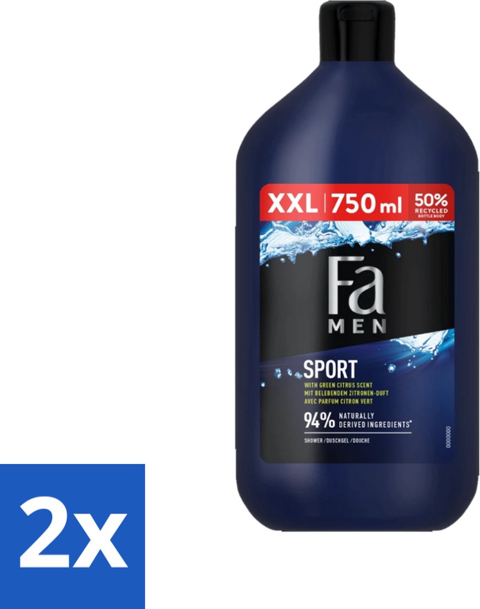 Fa Men - Sport - Douchegel - Groene Citrus - 750 ml - Voordeelverpakking - 2 stuks