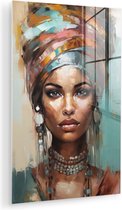 MuchoWow® Peinture sur verre 80x120 cm - Peinture sur verre - Femme - Art - Bijoux - Portrait - Photo sur verre acrylique - Peintures