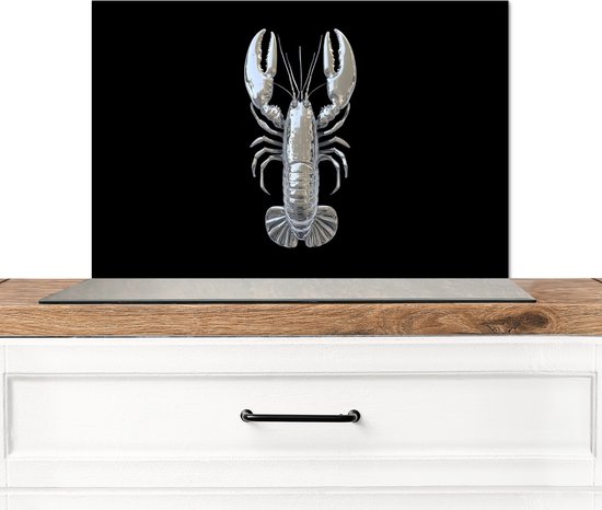Crédence de Cuisinière en Aluminium 70x50 cm - Homard - Argent - Métallique - Luxe - Écran Pare-éclaboussures pour Plaque de Cuisson - Protection Murale