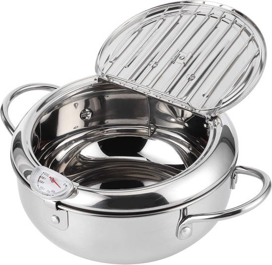 Mini-friteusepot, 2,2 l/3,4 l roestvrijstalen frituurpan met