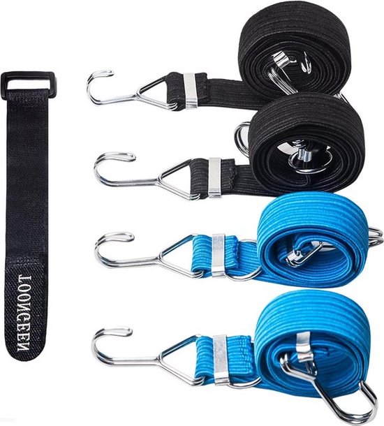 Bungee Doklijn met Groen Aanlegtouw met haak voor Boot 4 ft/1,2m, 4-pack en groen