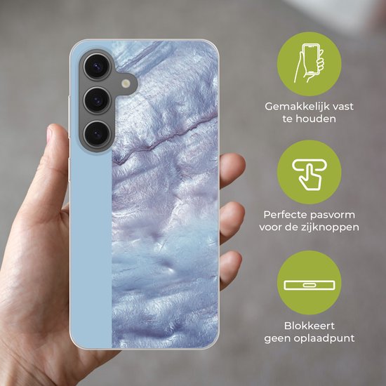 Telefoonhoesje Geschikt voor Samsung Galaxy S25 hoesje - Mineralen en gesteenten - Natuursteen - Parelmoer - Siliconen Telefoonhoesje Telefoonhoesje