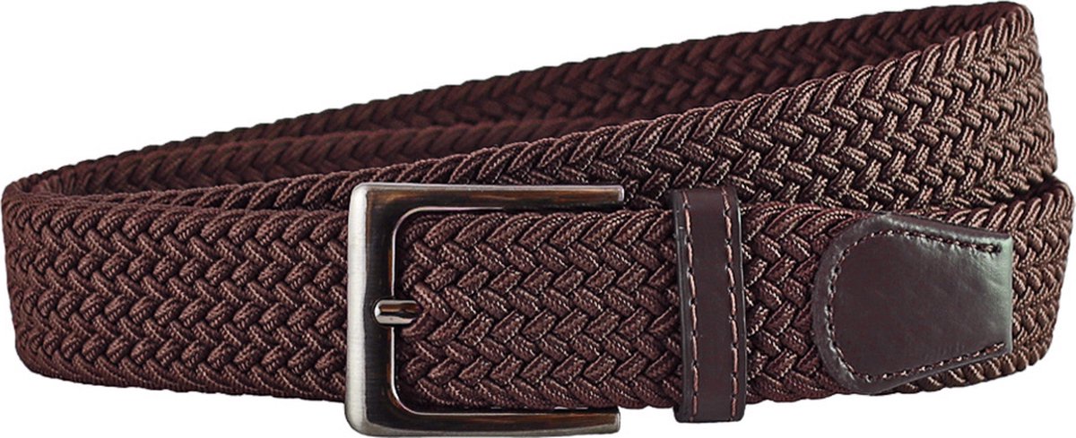 Landley Elastische Riem met Gevlochten Stretch Elastiek – Dames / Heren - Bruin - Lengte totaal 130 cm / Riemmaat 115