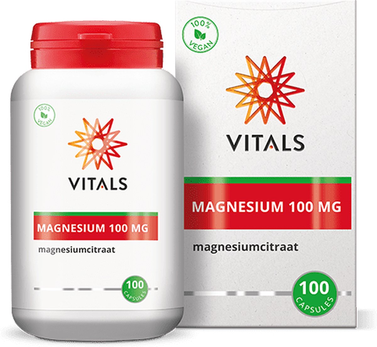 Goedkoopste Vitals Magnesiumcitraat 100 mg - 100 capsules - mineralen. Goed opneembare, organische mineraalverbinding.