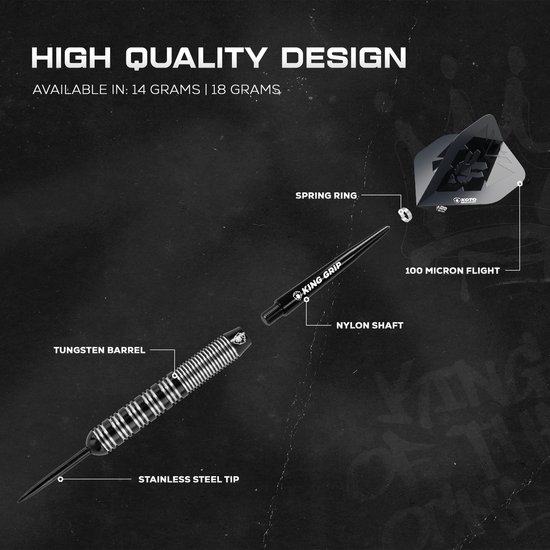 KOTO Tribute Black & Silver Tungsten Look - Dartpijlen 14 Gram van KOTO — afbeelding 4