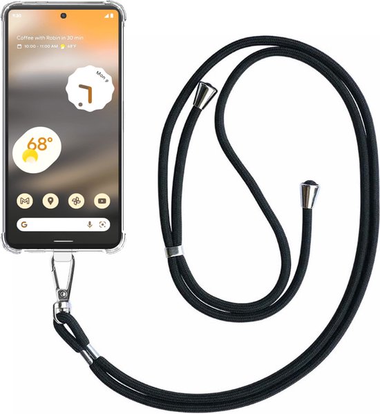 Coque de téléphone pour Google Pixel 6A transparente antichoc avec cordon de téléphone universel amovible - Housse en Siliconen antichoc avec lanière - Smartphonica adaptée pour Google Pixel 6A