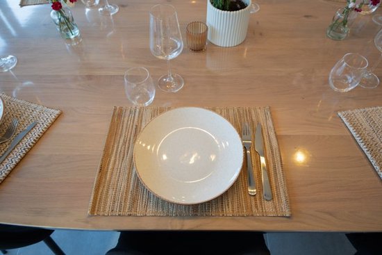 Tiseco - Set de table ASTER - SET/6 - jacinthe d'eau - 30x45 cm - Rectangle, taupe