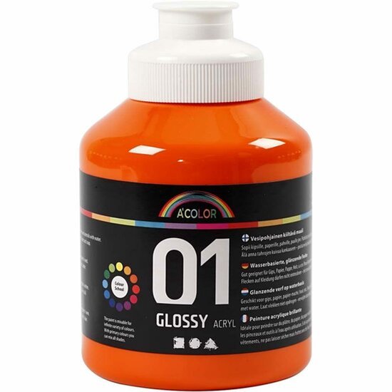Foto: Acrylverf oranje verf acrylaatverf acrylic paint schoolverf knutselen en verven sneldrogend glossy 500 ml incl crea gift