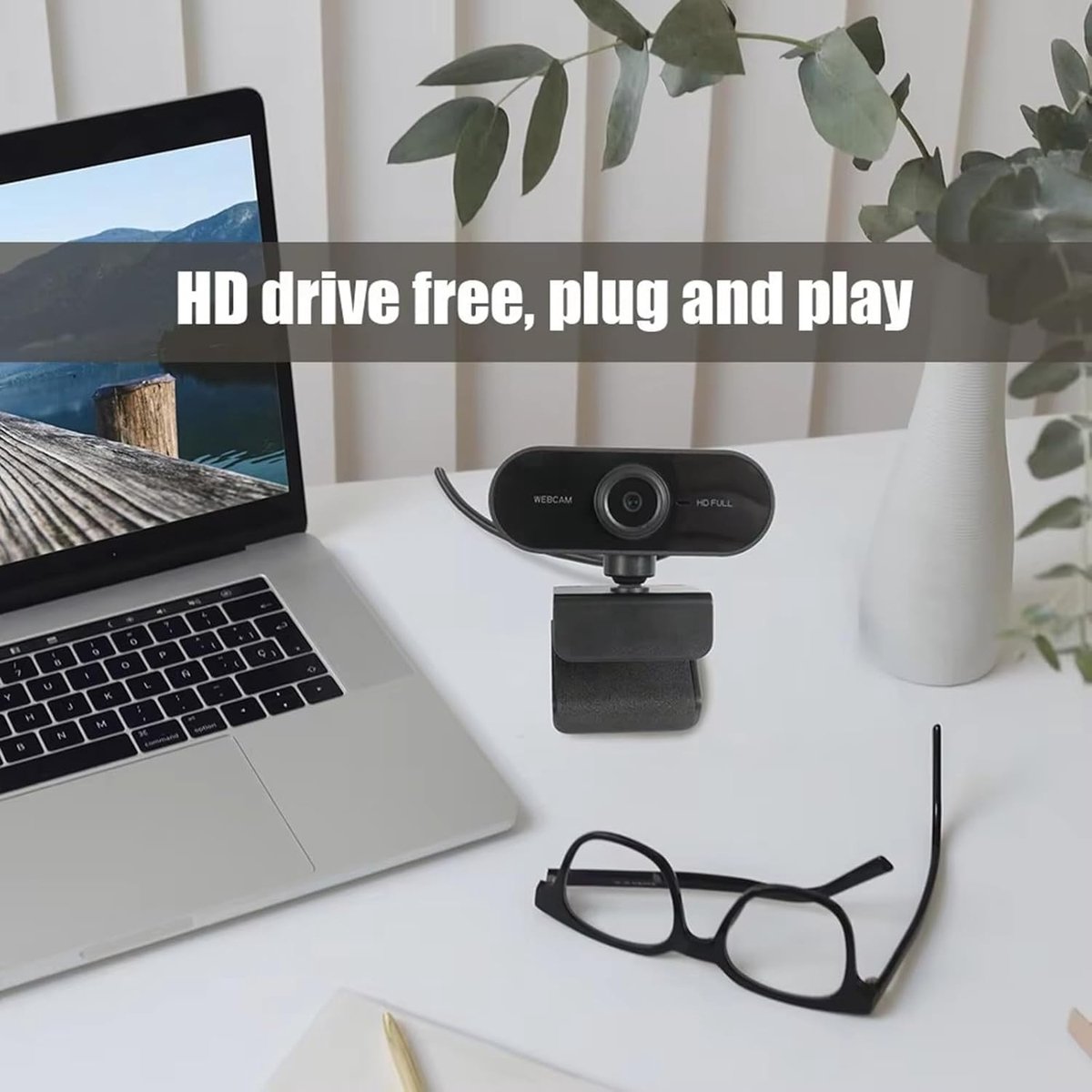 Webcam voor PC - 1080P Full HD - HD Pro Webcam - Voor Laptop en PC - Windows en Mac - Streaming Camera - Laptop - Office - Gaming - Zwart thumbnail 5
