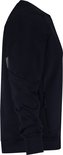 Donkerblauwe DASSY sweater, zijaanzicht, met ritsdetail op de zijkant.