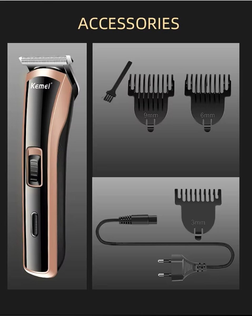 Tondeuse Kemei-418 - Oplaadbaar - Styling-Tool - Cordless - Mannen - Olie - Schoonmaakborsteltje