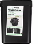 Zwarte Benson prullenbak met productinformatie, waaronder 'PRULLENBAK' en 'POUBELLE'.