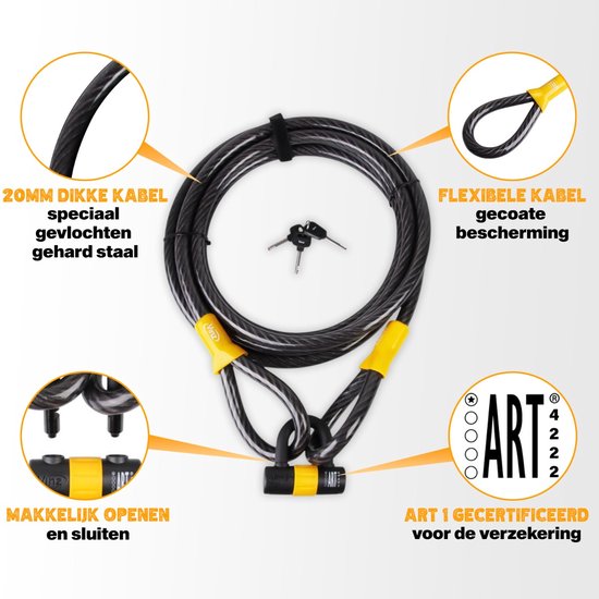 VINZ Kibo Kabelslot ART / VBV / CCV goedgekeurd - 20mm x 5 Meter van VINZ — afbeelding 2