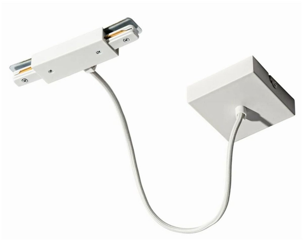 Qub Middenvoeding met Vierkante Montageplaat – Wit – voor 1-Fase Railverlichting