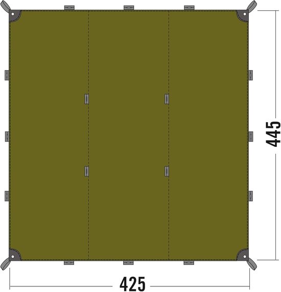 Tatonka Tarp 1 – 425x445 Cm, Lichtgewicht, Scheurvast, Waterdicht – Met 20 Bevestigingspunten, Incl. Scheerlijnen (olijfgroen)