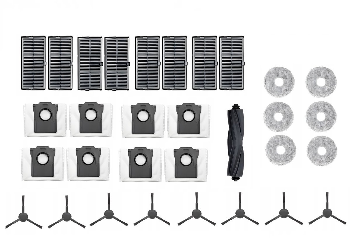 BIG Onderhoud set compatibel met Dreame L10s ULTRA gen2, PRO, PRO HEAT X30 MOVA E30 P10 ULTRA - vervanging van hoge kwaliteit - 8x stofzak - 8x zijborstel - 6x dweil - 8x motorfilter - 1x hoofdborstel - groot aantal onderdelen - 31 ONDERDELEN