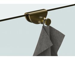 Fortifura Galeria handdoekhaak voor glaswand - geschikt voor 8mm glas - PVD - Geborsteld Messing PVD (Goud)