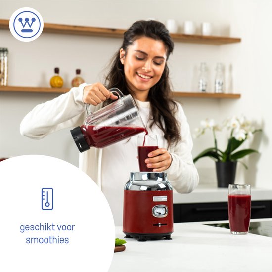 Westinghouse Retro Blender - Smoothie Maker - Rood - 1,5 Liter - 600W van Westin — afbeelding 4
