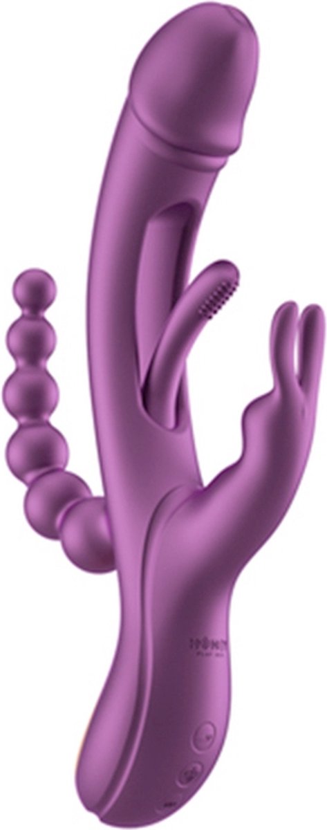 HoneyPlayBox - Trilux Kinky Vinger Rabbit Vibrator - Paars