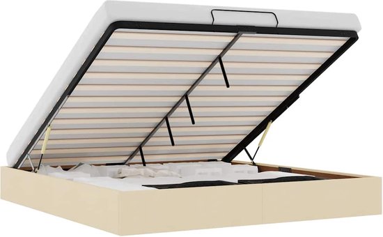 vidaXL - Cadre de lit - sans - matelas - 200x200 - cm - tissu - couleur crème