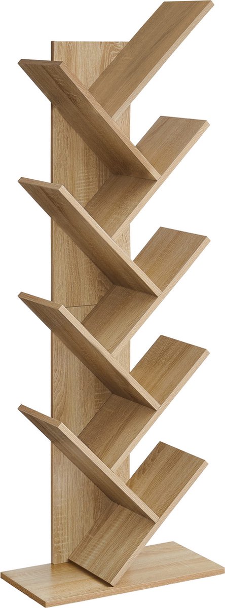 Boekenkast SONOMA, Uniek Boomontwerp, Kleur: Sonoma Eik, 8 Planken, Modern en Functioneel Design, Ideaal voor Woonkamer, Slaapkamer of Kantoor, 141,5 x 50 x 25 cm
