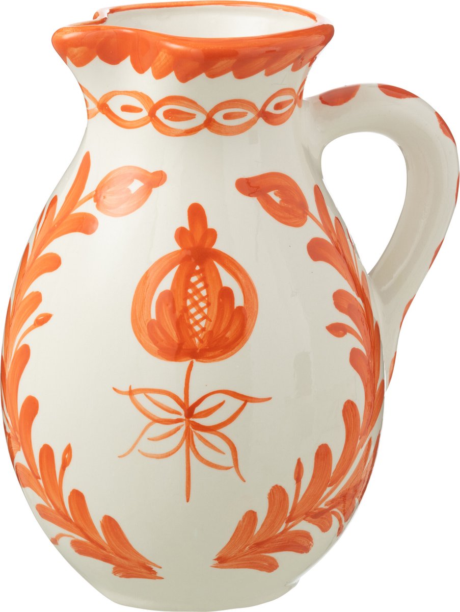 J-Line kruik Granada - keramiek - wit/oranje - large