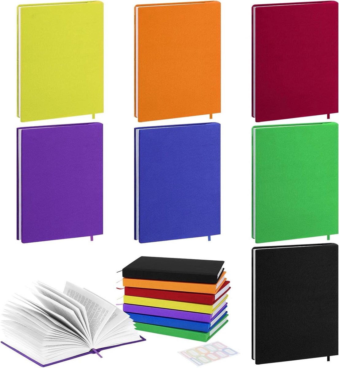 Image of 7 stuks rekbare boekomslagen - herbruikbaar en verstelbaar - tot 25 x 30 cm .