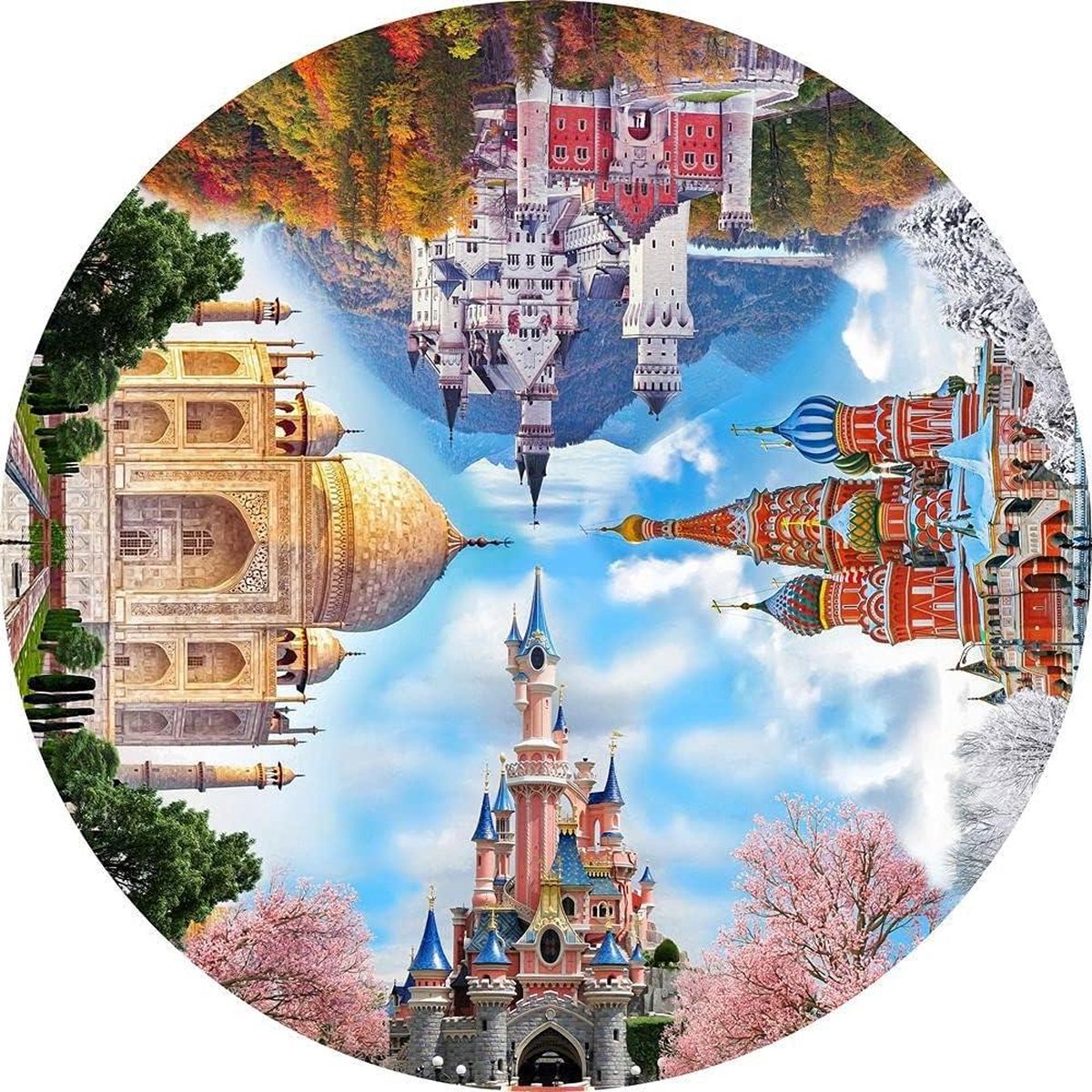 1000 stukjes ronde educatieve puzzel voor volwassenen  klassieke Jigsaw puzzel voor stressverlichting Vier seizoen 