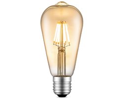 Home Sweet Home - Edison Vintage E27 LED filament lichtbron Drop - Amber - 6.4/6.4/14cm - ST64 Deco - Retro LED lamp - Dimbaar - 6W 660lm 2700K -