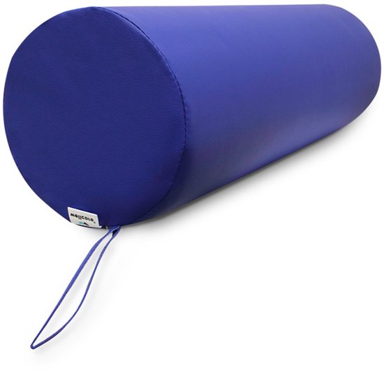 WELLCORE Coussin De Massage Cylindre 60x20 Cm Similicuir Déhoussable - Rembourrage Mousse Pour Yoga Fitness Table Massage, Noir