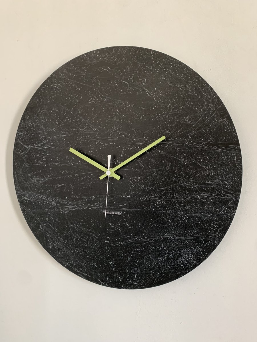 ChantalBrandO Wandklok BRETAGNE BLACK XL Modern Industrieel Design
