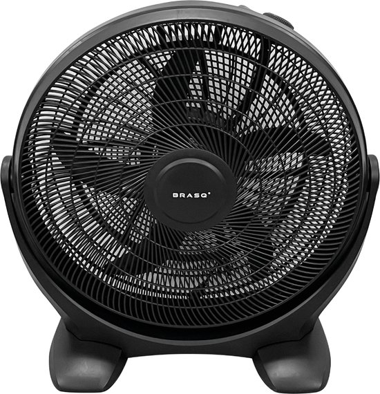 BRASQ Vloerventilator - 50 cm - Zwart - 3 snelheden - Ventilator Staand - Verstelbaar - 90 Watt