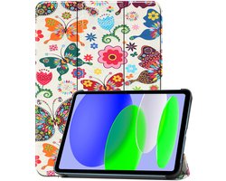 Hoesje Geschikt voor Apple iPad A16/A18 (2025/2026) - 11 inch (11e & 12e generatie) - Dun & Stevig - Trifold Bookcase - Hard Cover - Hardcover Book Case - Tablet Hoes - Vlinders