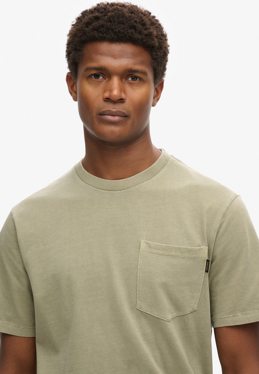 Superdry T-shirt met borstzak en contrasterend stiksel Heren T-shirts Grijs