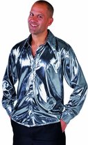 Jaren 80 & 90 Kostuum | Zilveren Glitter Folie Blouse Man | Medium | Carnaval kostuum | Verkleedkleding