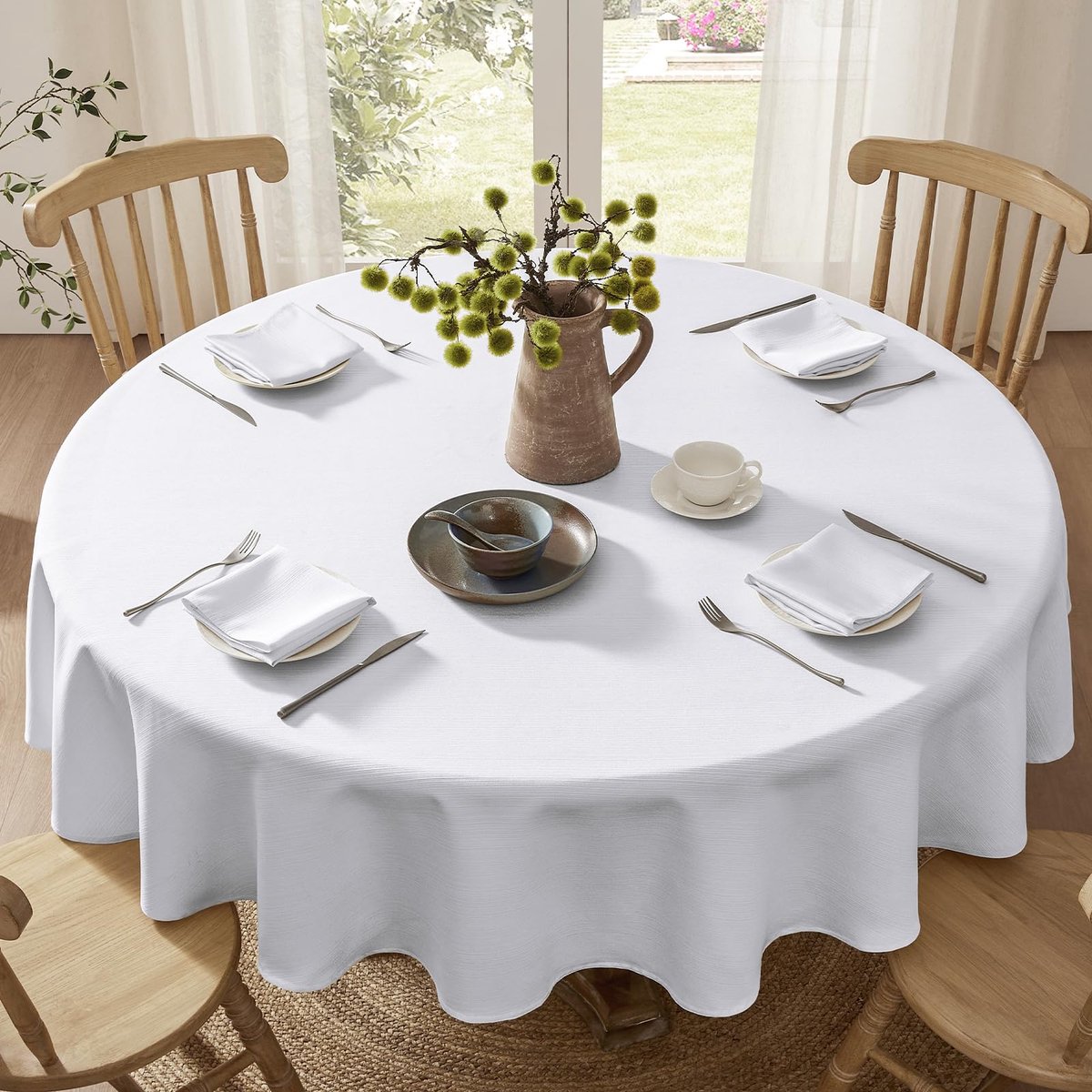 Elegant Rond Tafelkleed 140 cm Met Linnenstructuur Voor Stijlvolle Tafeldecoratie