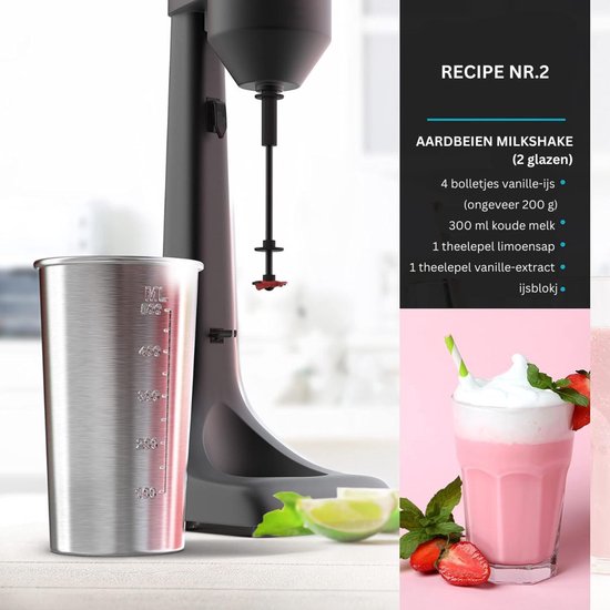 ApexArte® Milkshake Machine - Smoothie Maker - Beker - Zwart van ApexArte — afbeelding 2