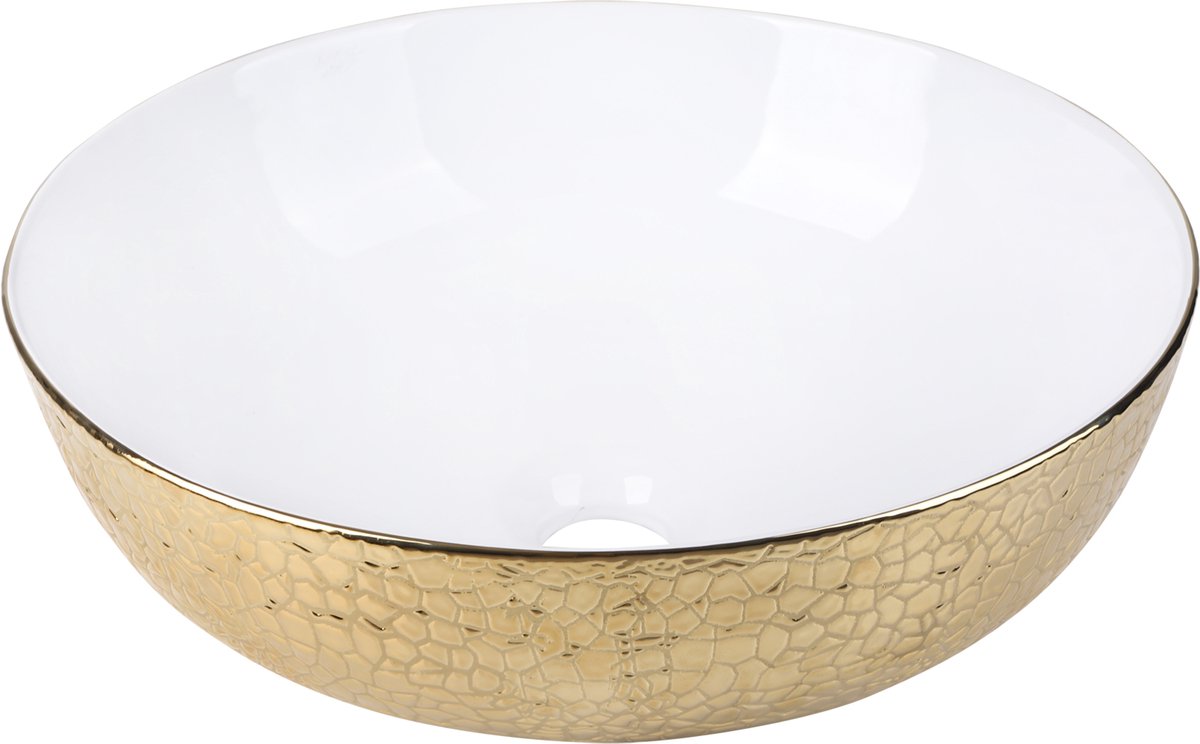 Differnz Snake keramische opzetwastafel Ø 40 cm, goud/wit