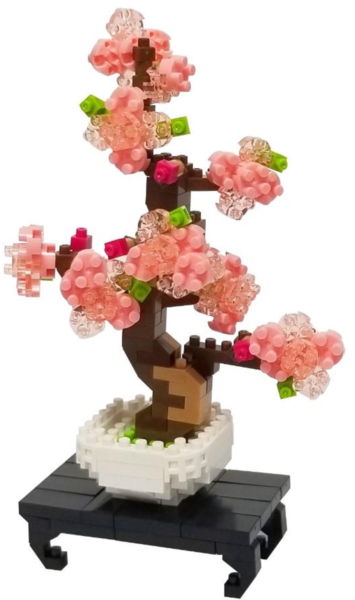 Bandai - Nanoblock - Bonsai Sakura - Mini Brick Figuur - 270 Brick Bonsai Bouwset - Pixel Flower Bonsai Figuur Bouwpakket - Mini Brick Plant Builder - NBC225