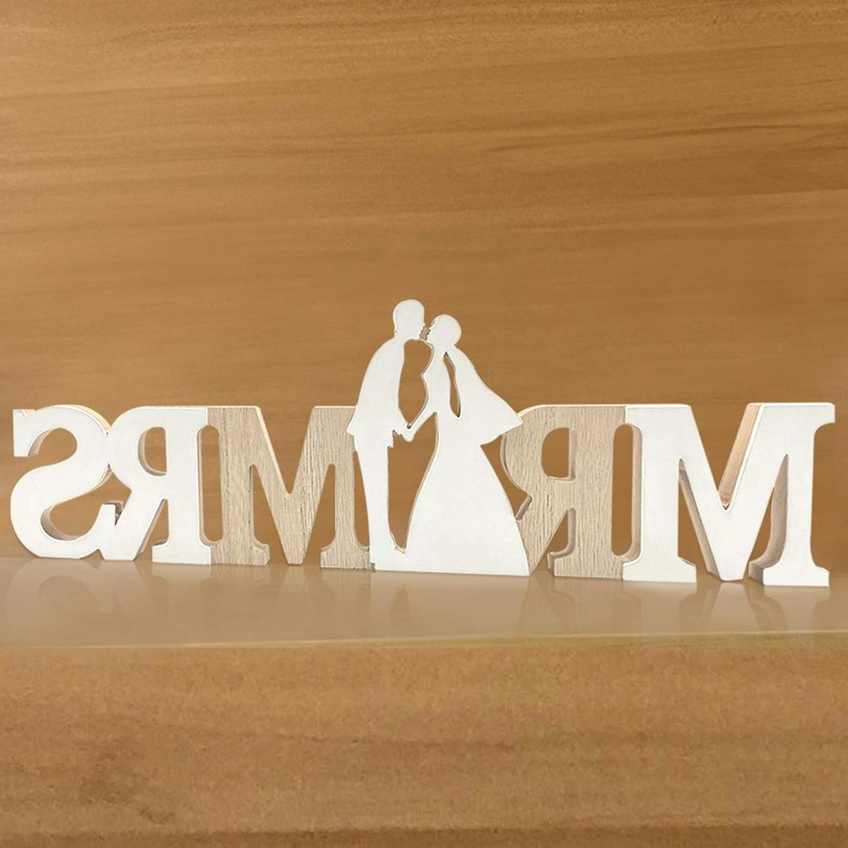 Houten Mr & Mrs Lettering voor Bruiloft, Verloving, Verjaardag - Teken Decor