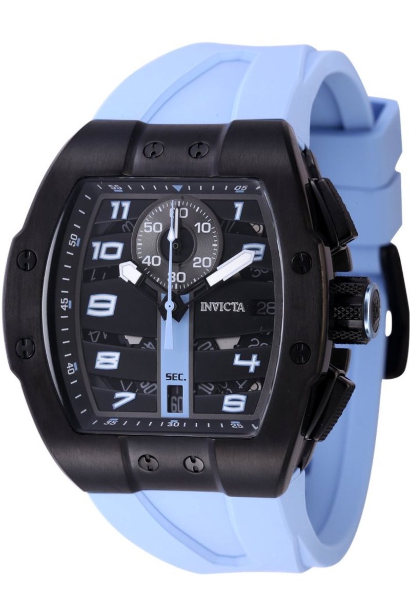 Invicta Racing 47370 Heren Horloge - Waterdicht - Analoog - Quartz Uurwerk - Roestvrij Staal met zwarte Wijzerplaat - 44mm