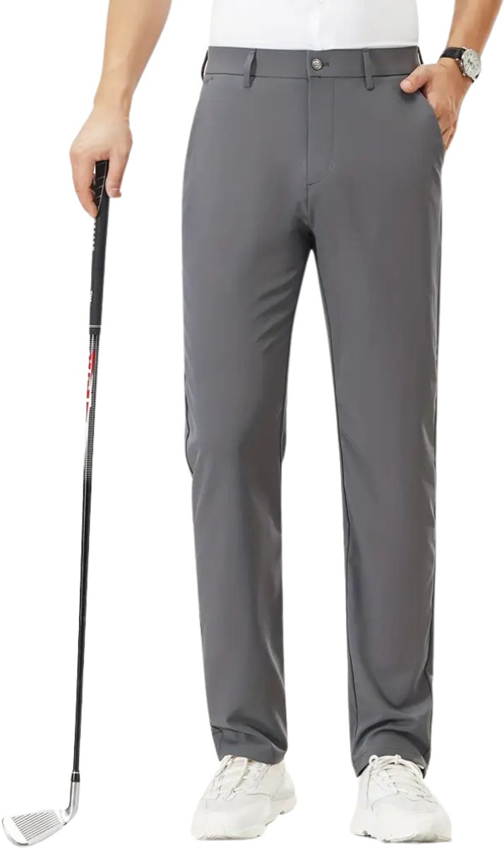 Livano Golfbroek Heren - Golfkleding - Golfen - Golf Accessoires - Nette Pantalon - Donkergrijs XS - Maat 44 van Merkloos — afbeelding 3