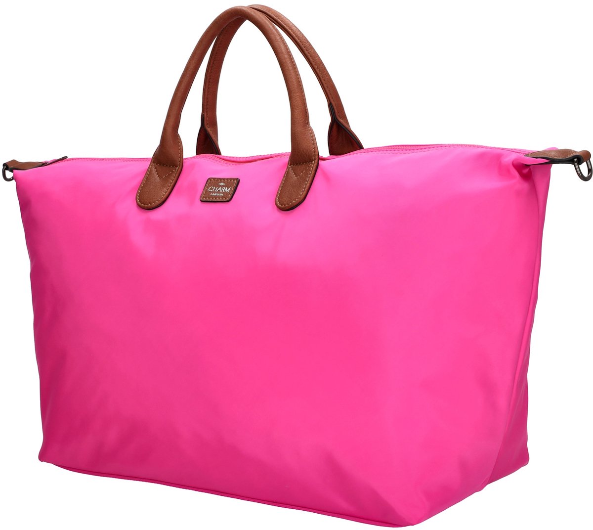 Charm London Buckingham Reistas Weekendtas Grote Hand & Schoudertas - Ook ruimte voor tennisracket of padel racket - Fuchsia