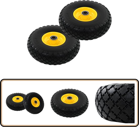 Set van twee stuks 3.00-4 anti-lek steekwagenwiel - 20 mm naaf