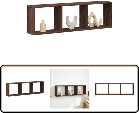 Wandkast 158x18x53 cm bewerkt hout bruin eikenkleur