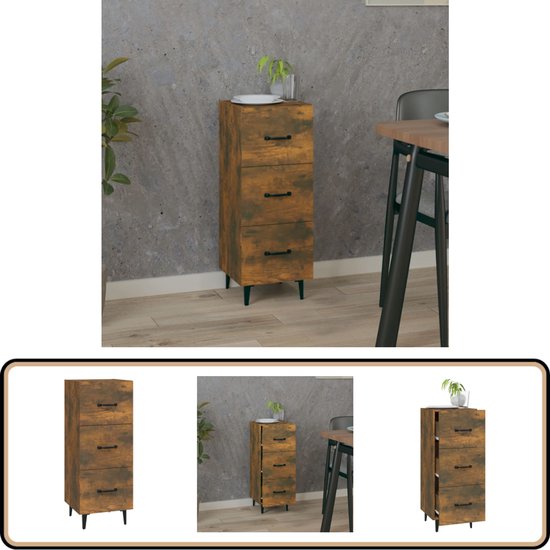 VidaXL Dressoir Met Lade Zwart Eiken 34.5 X 34 X 90 Cm Bewerkt Hout 1137419193
