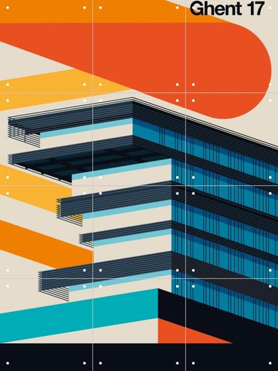 IXXI Gand 17, Bo Lundberg - 60 x 80 cm - Support mural amovible - Grande décoration murale et affiches - Illustrations, Art géométrique, Graphisme