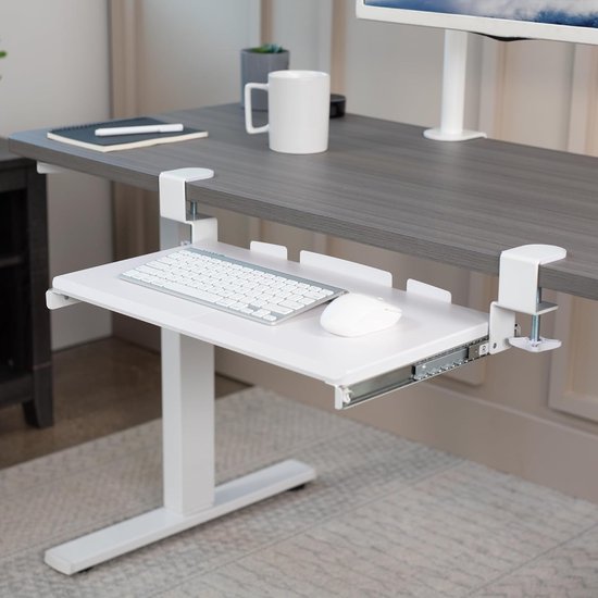 Foto: Goodivery uitbreidbaar toetsenbord lade voor onder bureau met robuust klembevestigingssysteem